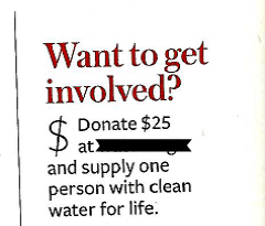 “$25 will give a person water”…for a little while